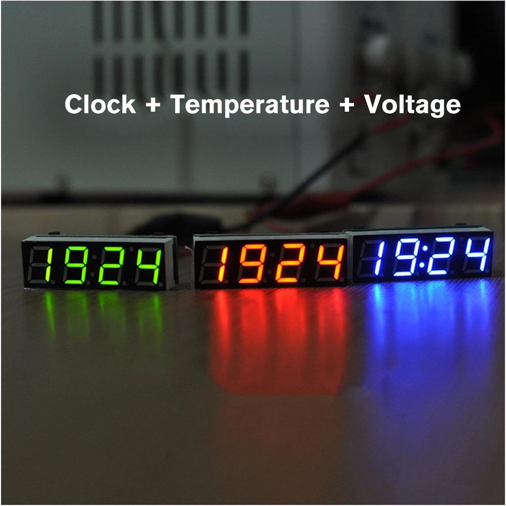 Buy SX 3 In 1 Digital LED Time Clock Temperature Voltage Module ...