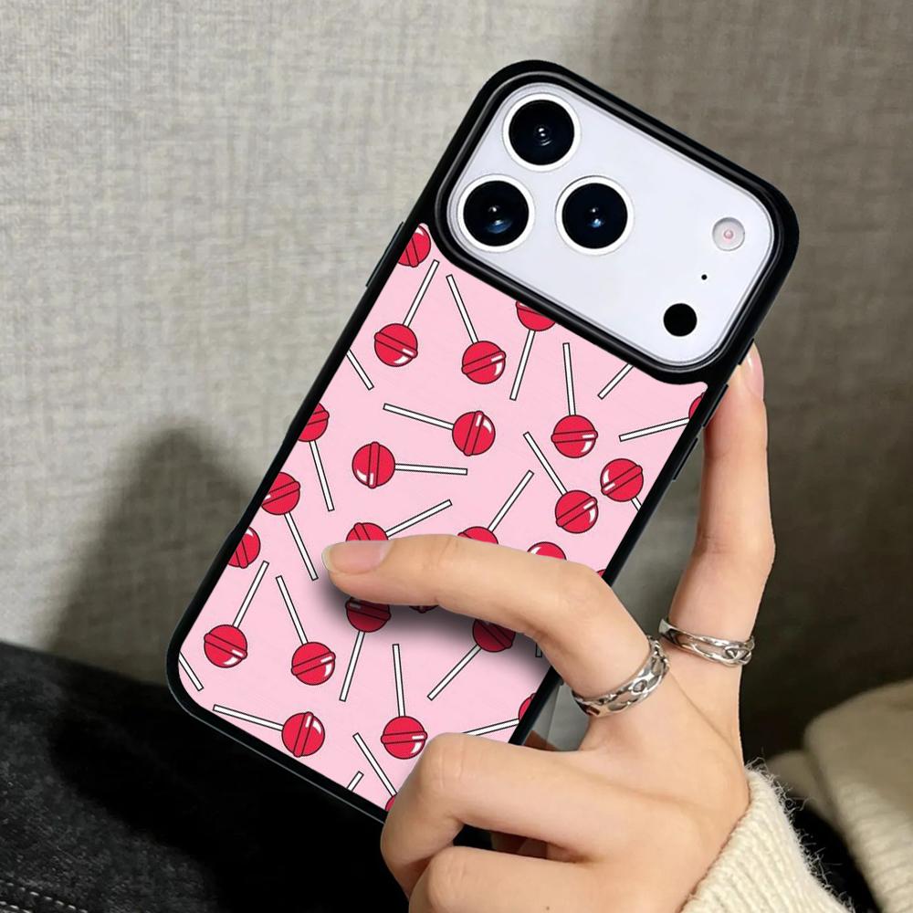 Capa Case for iPhone 17 Air 16 Pro Max 15 Plus 11 13 Mini 14 12 Back Phone Cover Red Lollipops