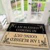 Funny Welcome Mats for Front Door, I Am Blessed Coming In and Going Out Door Mat, Humorous Doormat for Outdoor Indoor Entrance