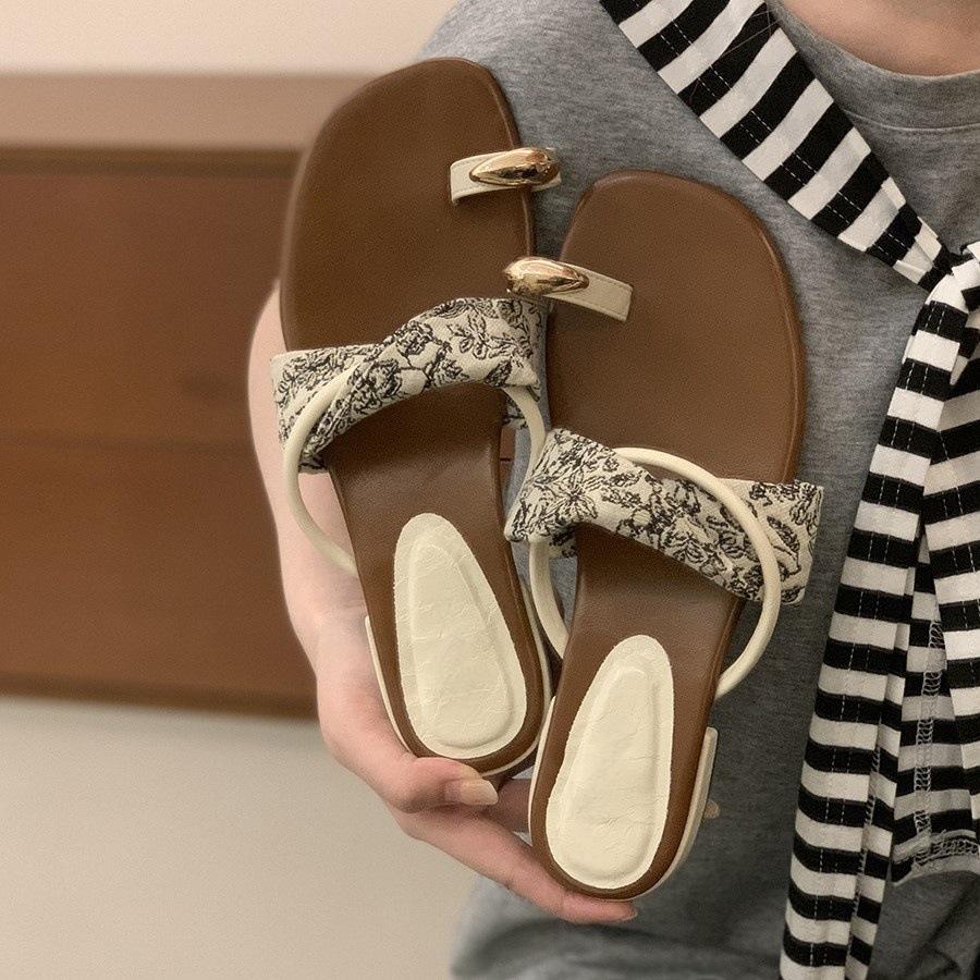 Holiday style! With skirt silver metal toe slippers women summer wear socialite thick heel French beach cool slippers