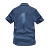 Summer Short-sleeved Shirt Multi-pocket Loose Large Size Casual Tooling Denim Shirt Men's Explosion