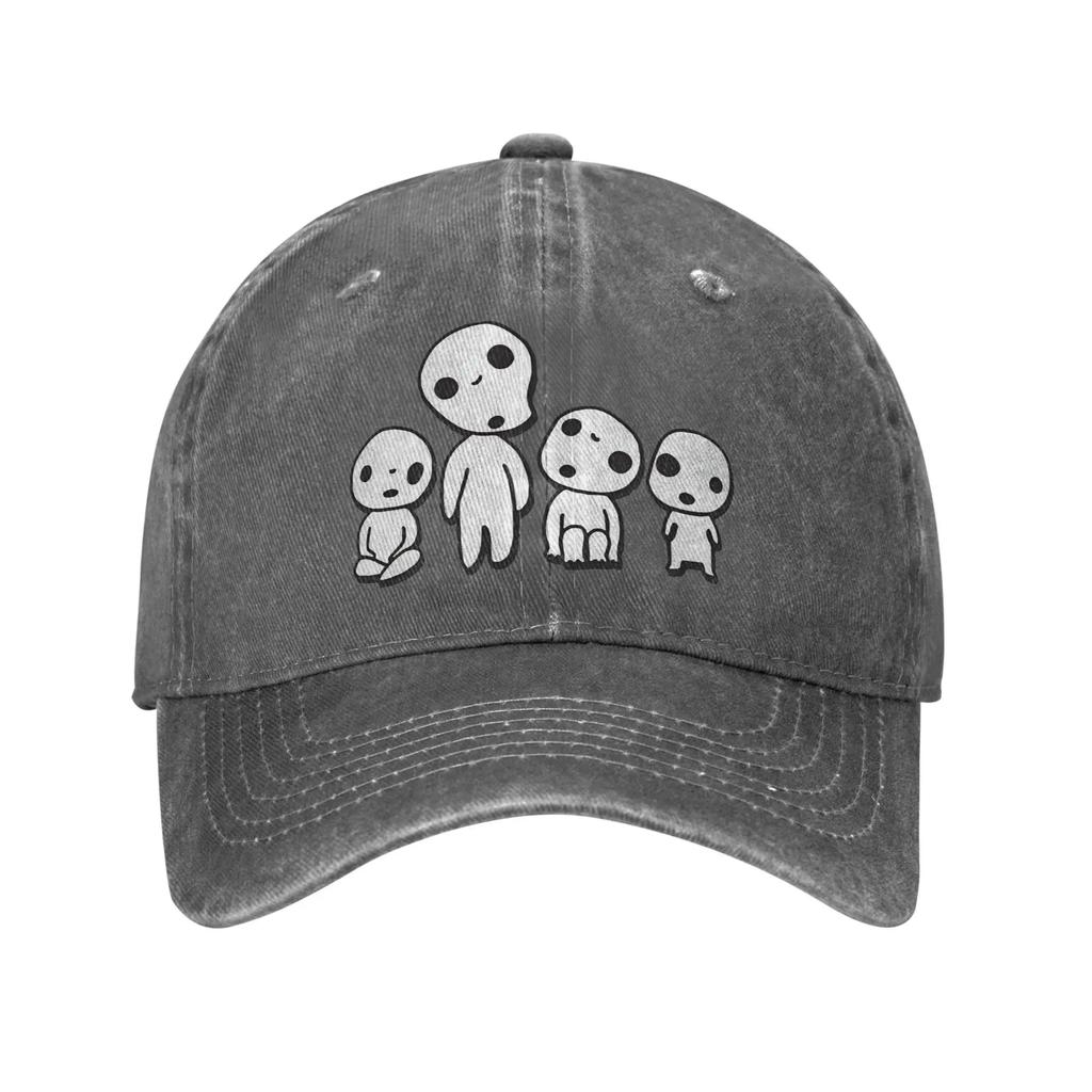 Unisex KodamaS Aniem Movie M-Mononokeed Print Hats Casual Distressed Washed  Baseball Cap Adjustable