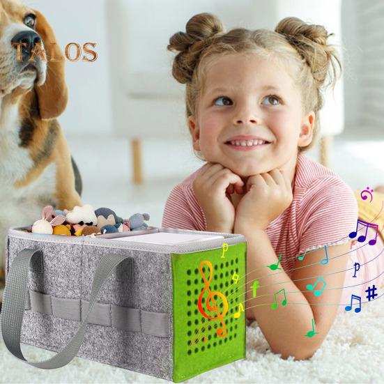 Aufbewahrungstasche aus Filz für kabellose Lautsprecher, tragbarer Griff, 2 Fächer, großes Fassungsvermögen, faltbarer Audio-Player, Kinder-Stofftier-Snack-Organizer zum Tragen