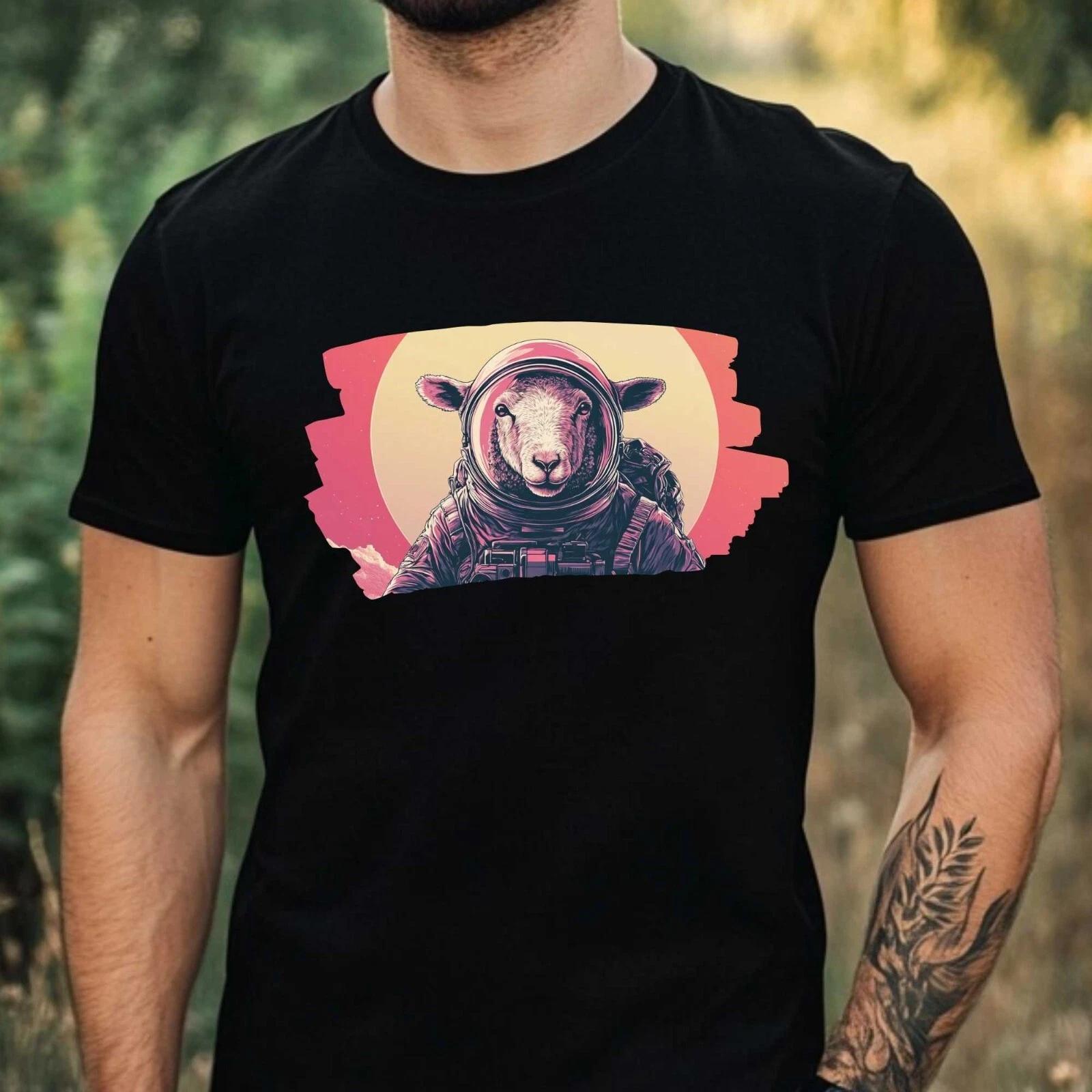 T-Shirt Herren Schaf als Astronaut Motiv Baumwolle Größe XS bis 5XL L