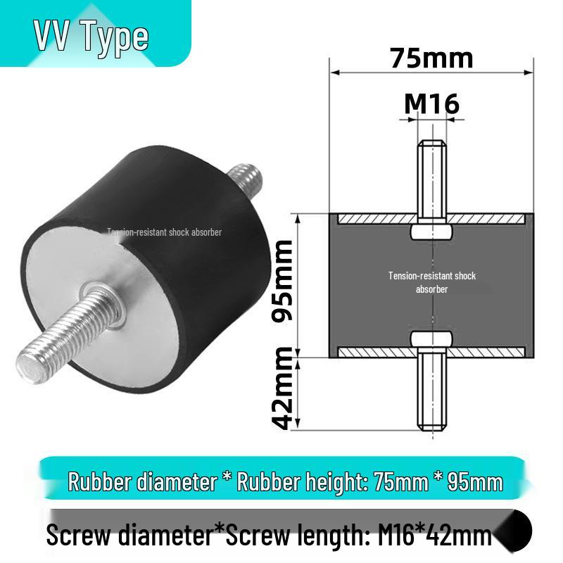 VV Type Rubber Shock Absorber with Dual External Threaded Rods - Industrial Vibration Dampening Silent Buffer Pad NHE01