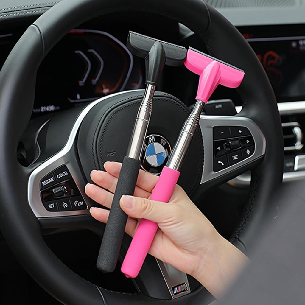 2Pcs Car Window Mini Squeegee, Portable Tiny Car Side Mirror Squeegee Retractable Car Windshield Wiper To 39.5 In Windshield Squeegee For Car Windows