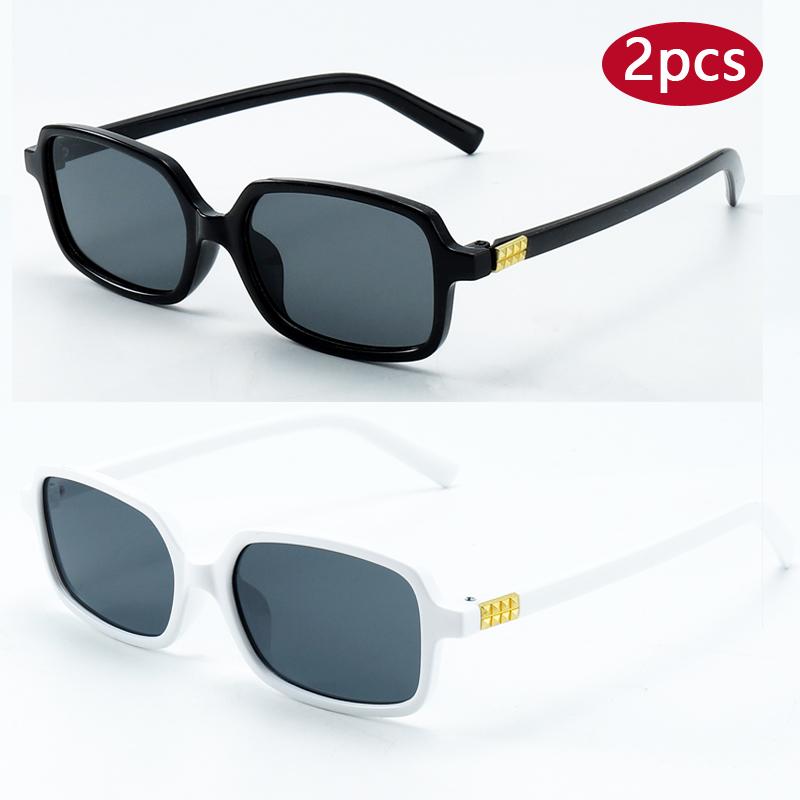 

2pcs Small Square Colorful Sunglasses Women Men Vintage Brand Rivet Design Sun Glasses Go Out Travel Male Female Eyewear UV400