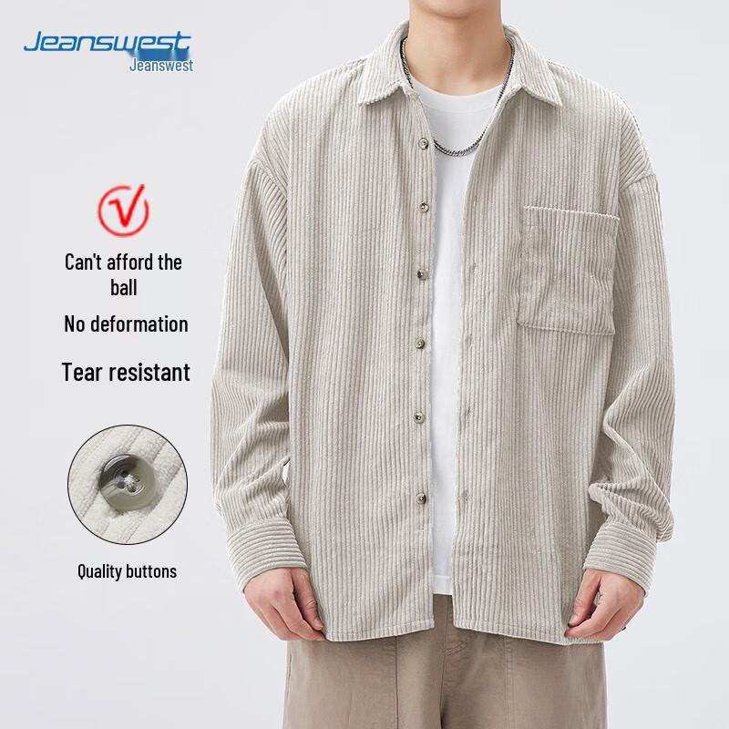 Jeanswest Men's Long Sleeve Striped Shirt Jacket
