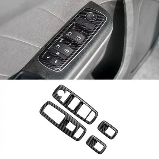 For 2016- Dodge Charger Carbon Fiber Look Side Window Switch Lift Cover Trim