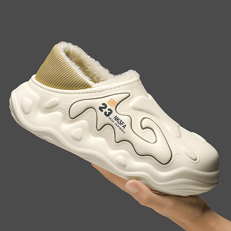 Slippers for Men Indoor Add Velvet Platform Shoe Wear-resistant Waterproof Shoes for Men Heel Covering Non-Slip Unisex Cloud New