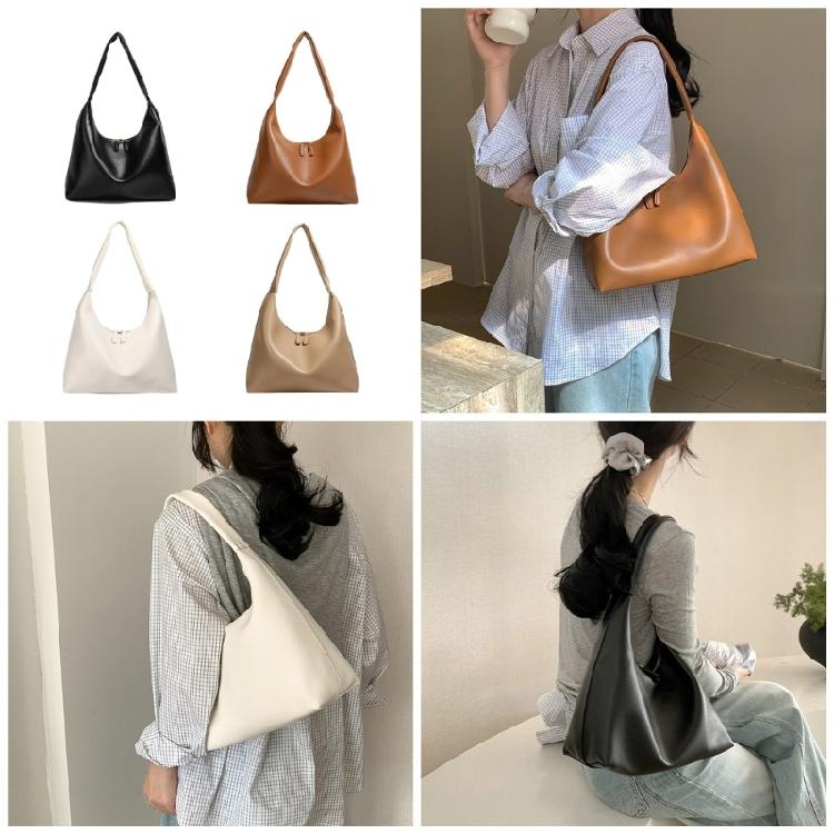 Shoulder Bag for Women Retro Pu Leather Clutch Purses Simple Hoboes Handbag with Zipper Closure Evening Underarm Purse