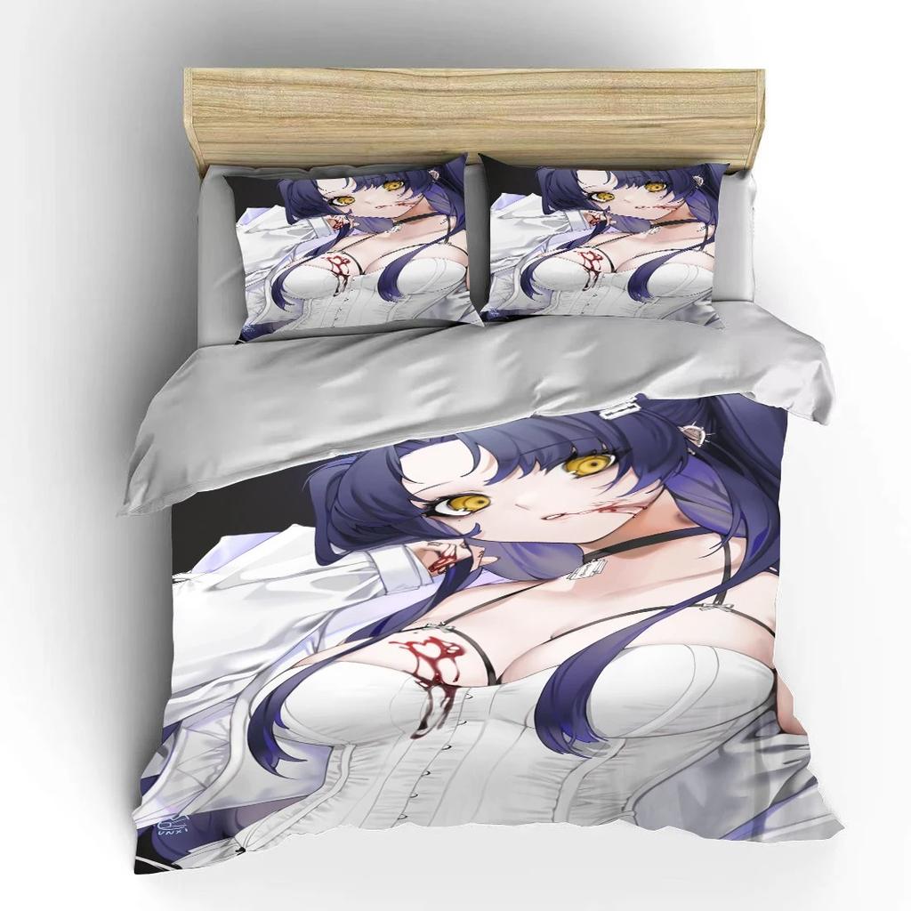 Japanisches 3D Anime Moe Doppelbett Bettbezug Bett Europäische Bettwäschesets Heimtextilien Luxus Kissenbezüge Schlafzimmer Bettwäschesets A