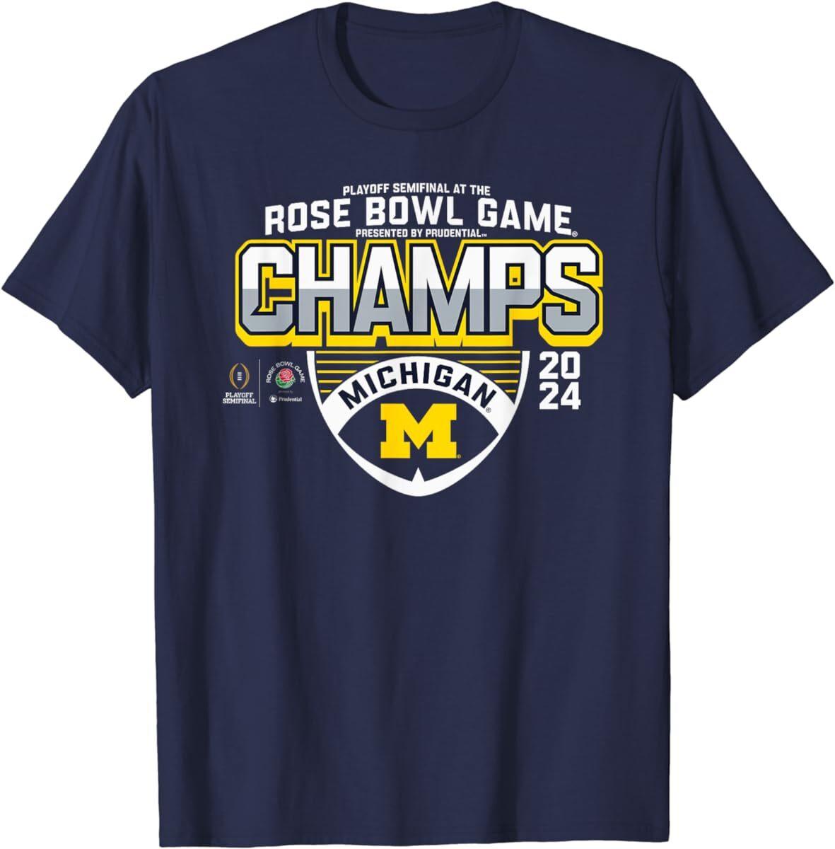Michigan Wolverines 2024 Rose Bowl Champs Football Vintage T Shirt Mens Womens Tees Top Men Women Kid XL