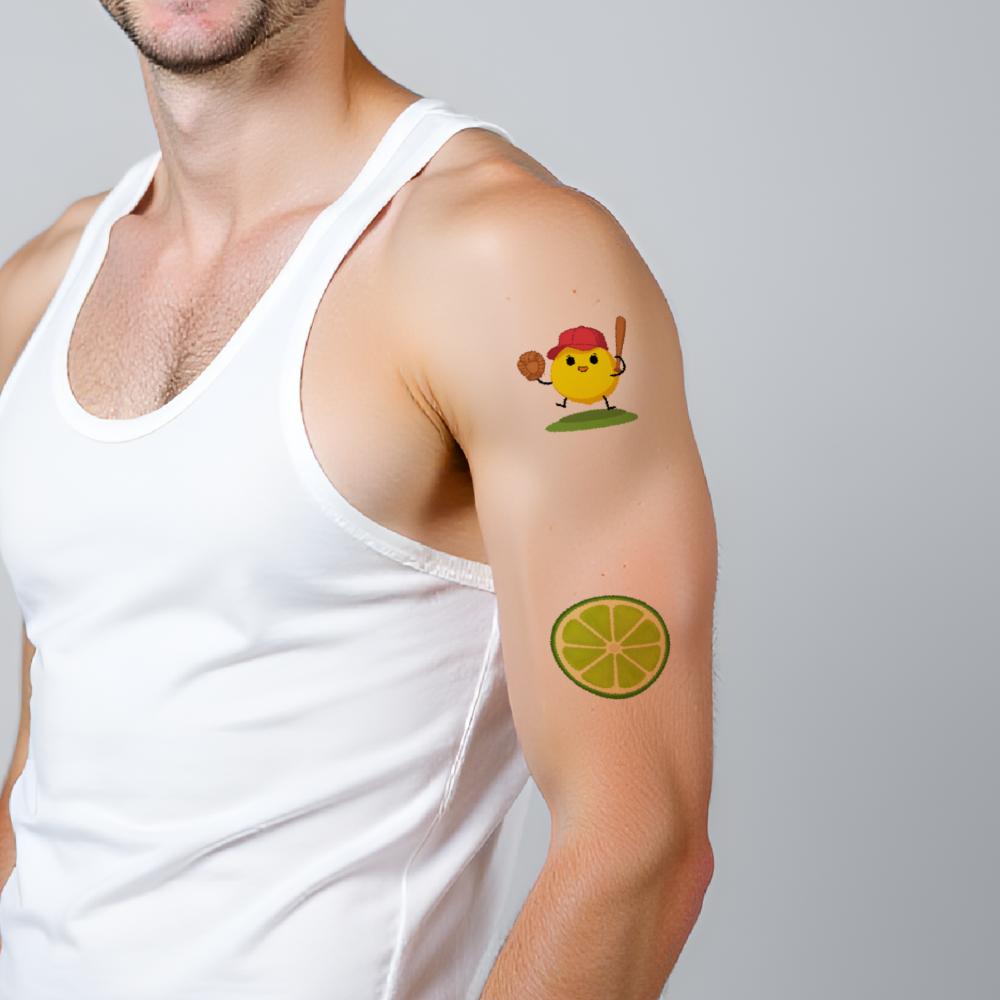 108 Pezzi Tatuaggi Temporanei Adesivi Cartoon Impermeabili Lunga Durata Adesivi per Corpo Adesivi Limone Per Uomini
