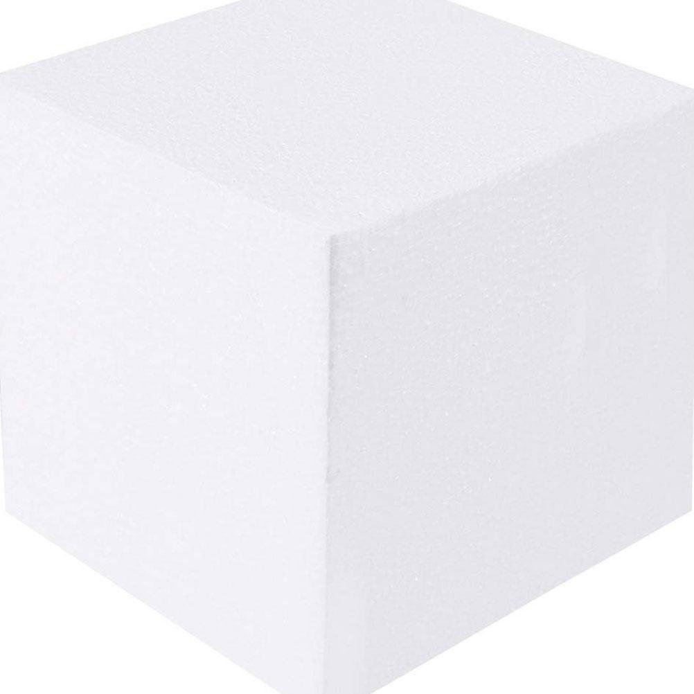 4Pcs Craft Foam Cube Blocks 15x15cm White Lightweight Sculpture Base for Cake Decorating Practice DIY Mold Baking Display Tools