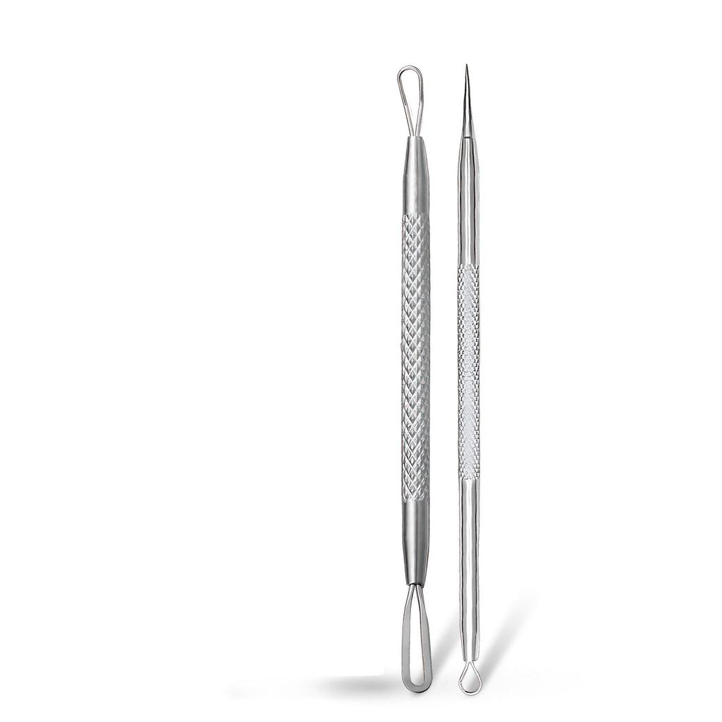 Stainless Steel Double Loop Pimple Extractor Tweezers Set for Blackhead and Acne Removal.