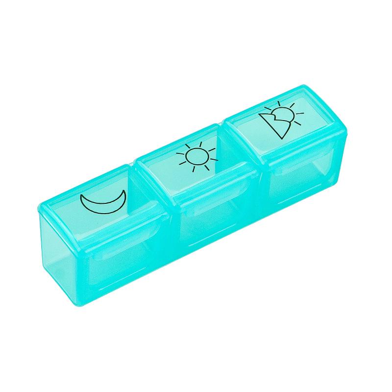 Přenosná vícebarevná mini krabička na pilulky se třemi denními přihrádkami