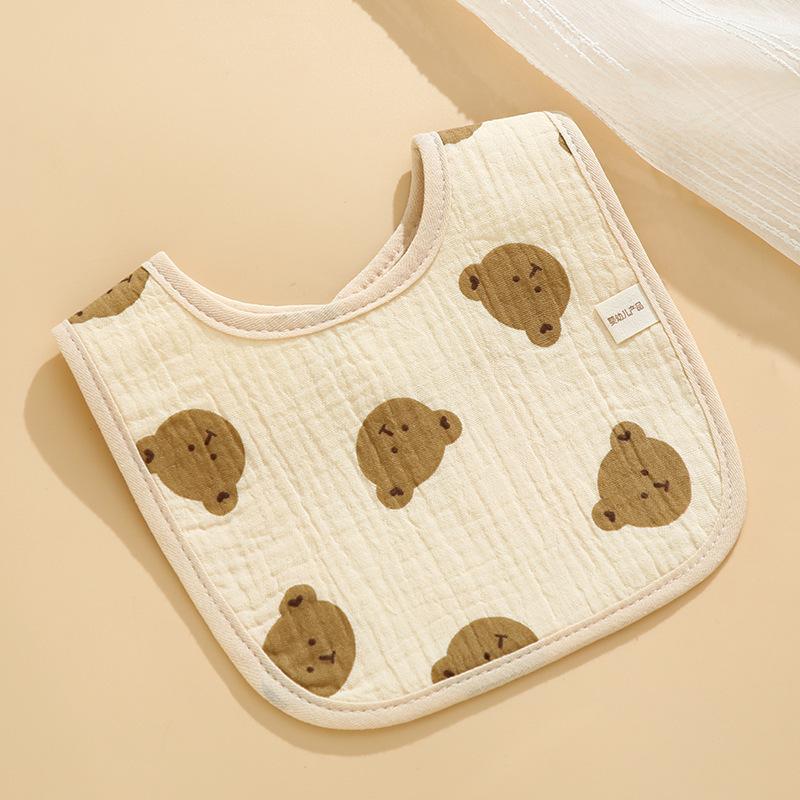Baby Saliva Towel Class A Four-Layer Crepe Cartoon Snap-Button Bib Baby Triangle Scarf Newborn Bib