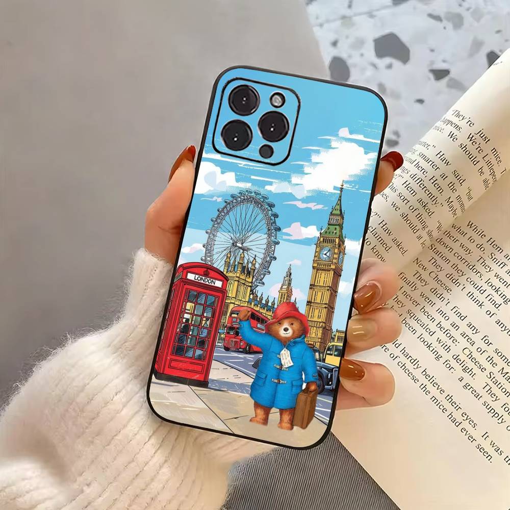 Cute P-Paddington B-BearS  Phone Case For iPhone 17,16,15,14,13,12,11 Plus,Pro Max,XS,Soft Silicone Black Cover