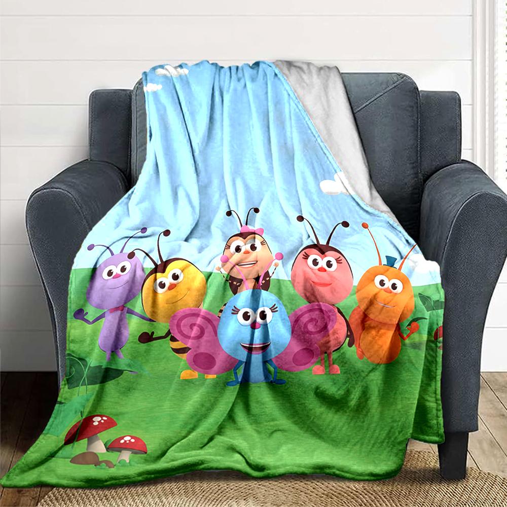 1Pc Bugs Garden Blanket For Couch Bed Plush Cozy Fuzzy Blanket Super Soft Warm Blankets For Fall And Winter 09187