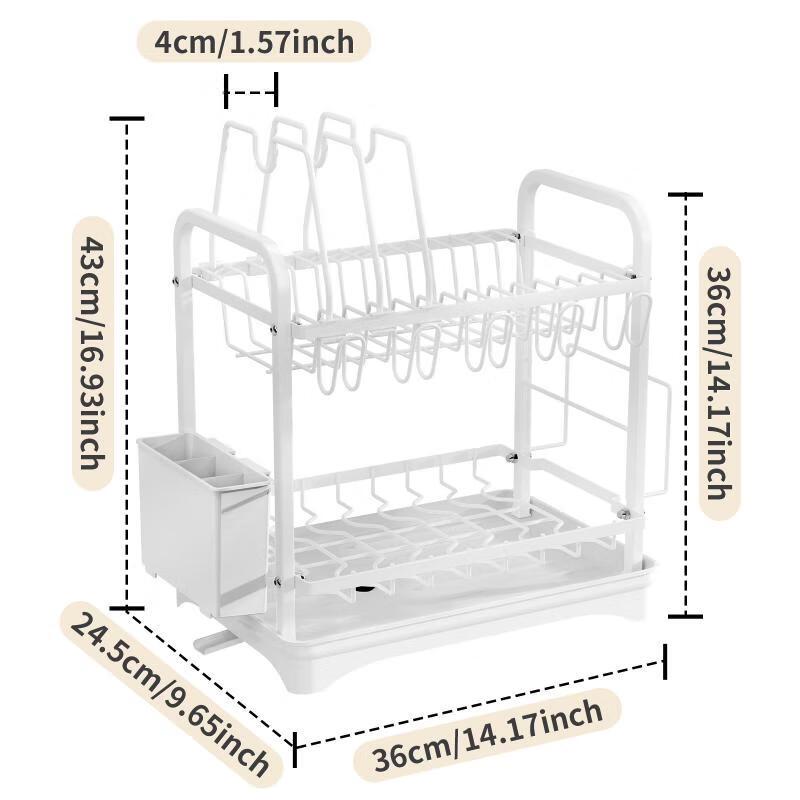Kitchen Dish Drying Storage Rack with Water Tray