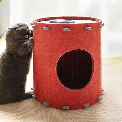 Cama para gatos para interiores, cueva para gatos, resistente a los arañazos, suministros para mascotas, tela de fieltro extraíble y cálida para nido