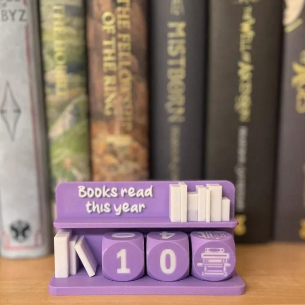3D Printed 3D Book Read Counter Books Read This Year Sign Manual Counter Book Tracker Book Lover Sign Bookshelf Decor