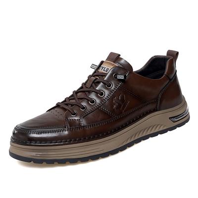 Fashion High Quality Brand Men's Genuine Leather Casual Shoes Thick Soles Wear-resistant Outdoor Hiking Shoes Lace Up Men's Sports Shoes