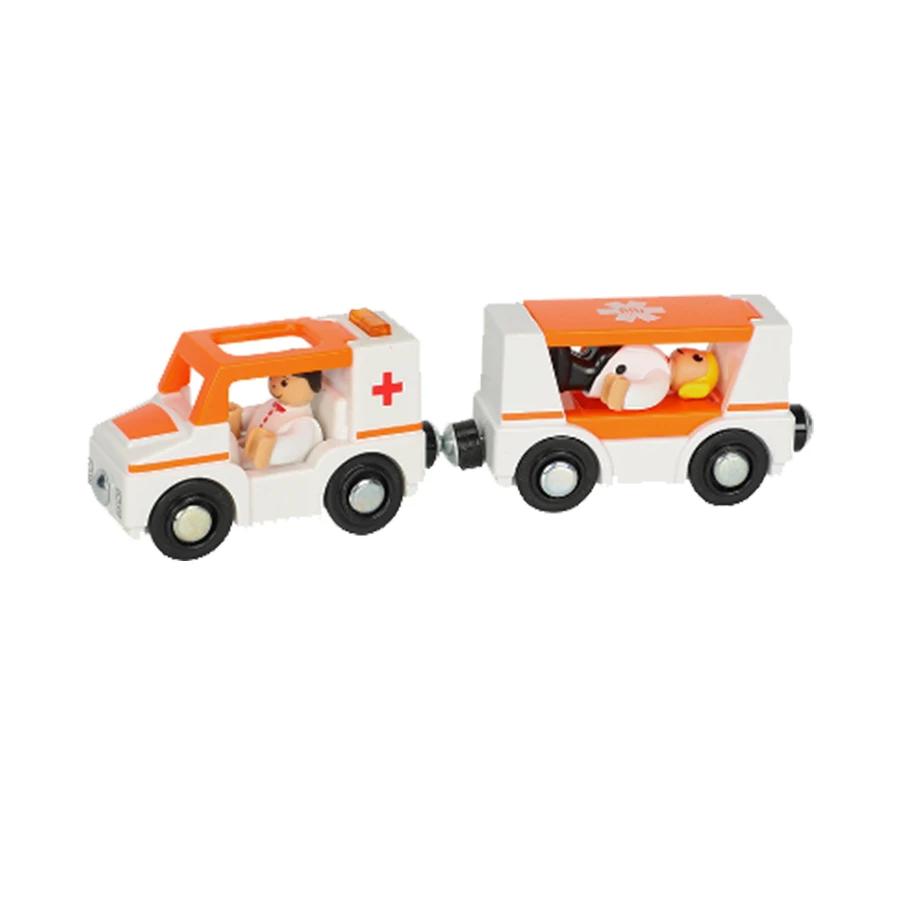 City Electric Locomotive Magnetic Train Diecast Slot Fire Truck Police Cars Fit Brio Wooden Train Railway Track Toys For Kids