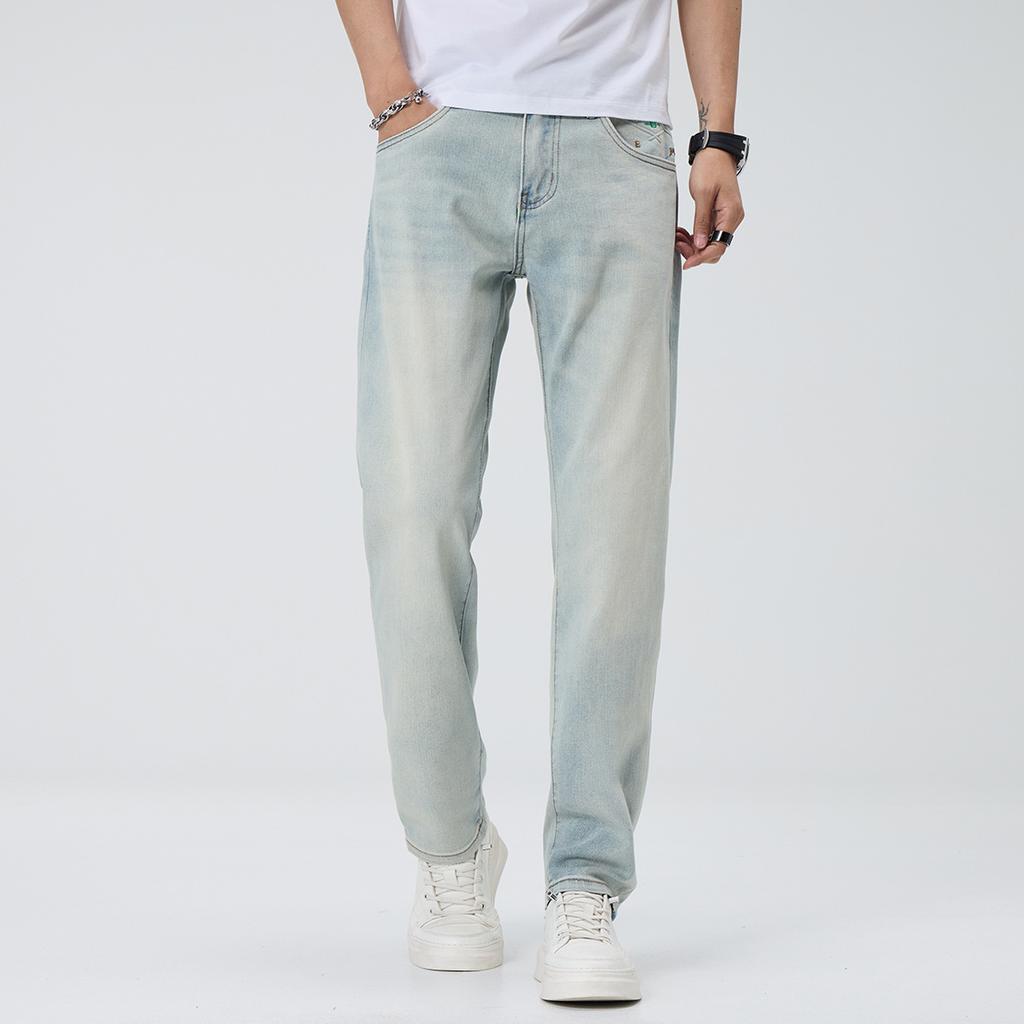 Neue Frühling- und Sommer-Bedruckte Bestickte Slim-Fit Kleine Gerade Füße Jeans für Herren