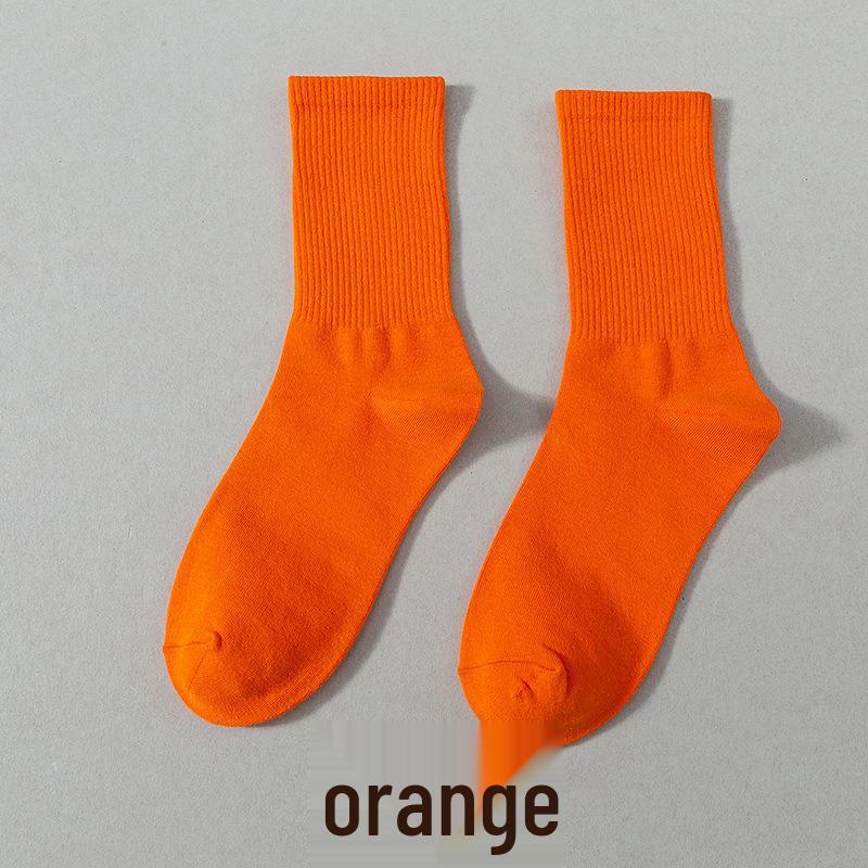Zhuji Women's Colorful Mid-Calf Socks - Fashionable Candy Colors for Spring & Autumn, Versatile Japanese Style Trendy Solid Socks