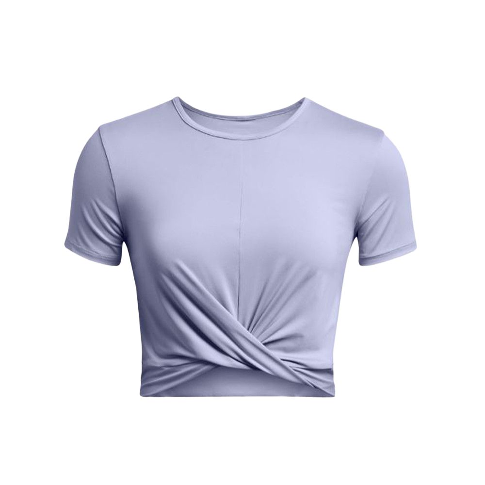 

Under Armour UA Motion Crossover Solid Logo Knot Design Round Neck Short Sleeve T Shirt Women Tops Light-Blue Purple 1383647-539 XS