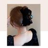 Black & Red Velvet Ribbon Hair Clip, Large Bow Claw Clip, Elegant Party Hair Accessory, 13 Cm