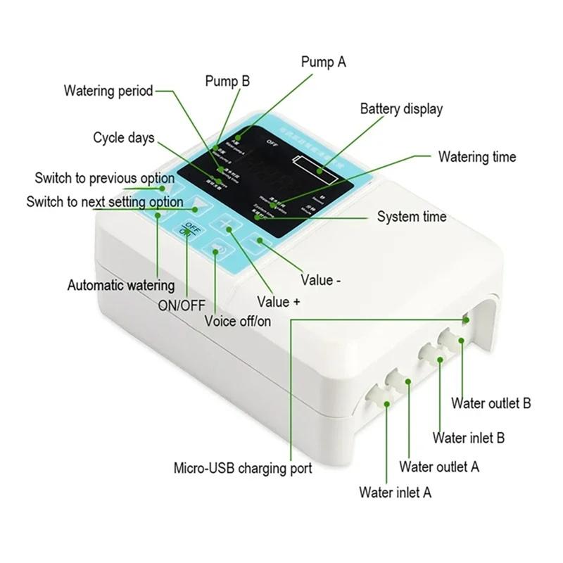 Solar Powered Automatic Drip Irrigation System Double Pump Controller Timer Energy Intelligent Watering Device For Plants