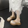 Mesh Mary Jane Slippers Women's 2025 Summer New Thick-soled One-word Buckle Hollow Mesh High Heel Sandals Fishnet Shoes