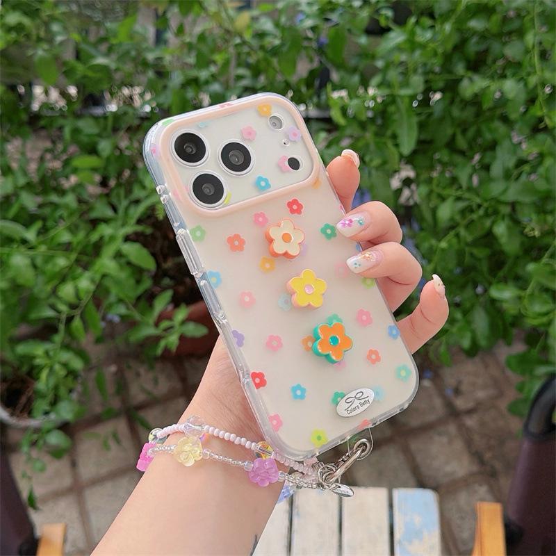 Colorful HyunA 3D Flower Chain Phone Case for iPhone 17/16 Pro Max/15 Pro