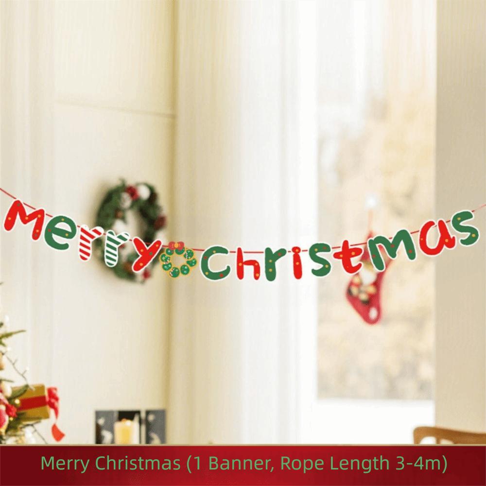 Paper Christmas Banner Christmas Theme Pull Flag Design Garland Christmas Ornaments Wall Hanging Hanging Ornaments