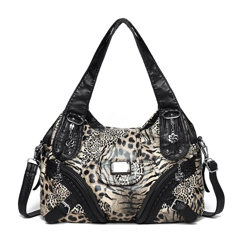 

Сумка через одне плече - Стильна жіноча сумка з заклепками - Повсякденна сумка для носіння в руці або через плече леопардовий/коричневий