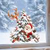 Waterproof PVC Christmas Ornaments Xmas Tree Santa Window Sticker, Static Cling Snowy Elk Decal Decal, Removable for Glass Doors Windows Claus Pattern
