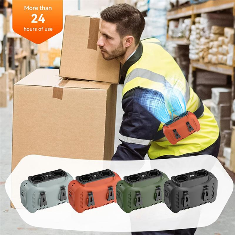 10000mAh Portable Waist Fan with Power Bank - USB Rechargeable  Battery 5 Speeds for Outdoor Activities Camping Fishing  Farm