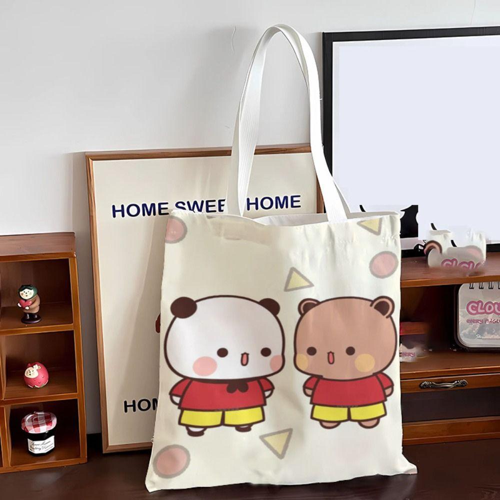 Cute Tote Bag Bubu Dudu Panda Bear Canvas Bag Couple Tote Niche Cartoon Japanese Style One-shoulder Handbag Gifts
