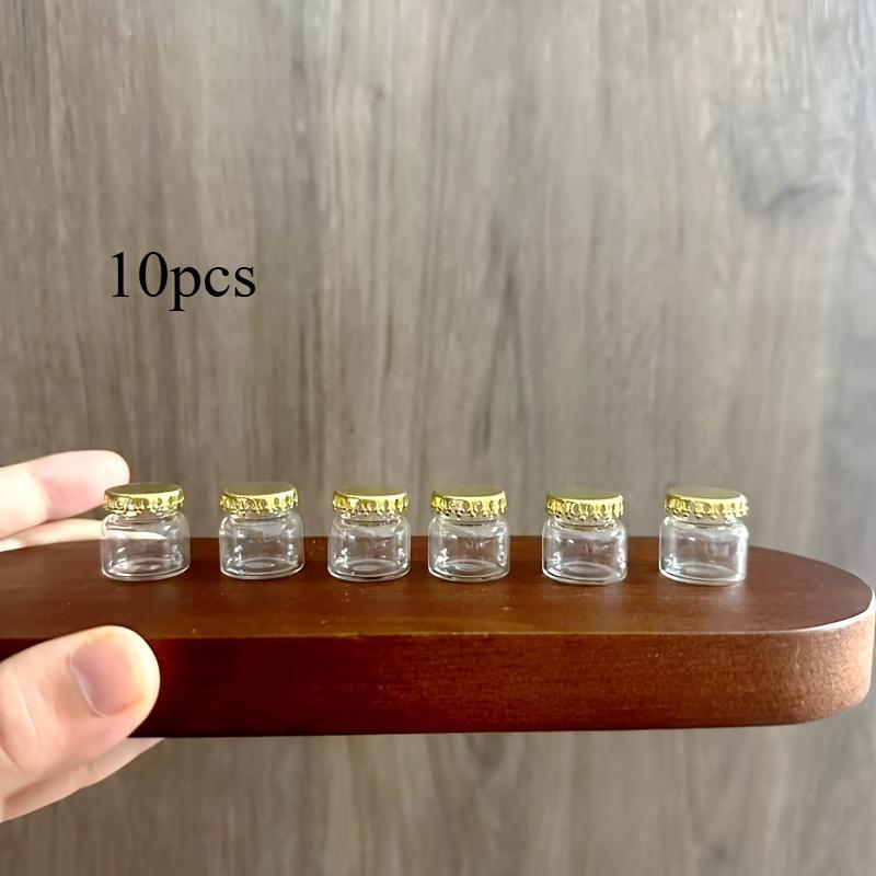Glass Bottle Miniatures-Cute and Exquisite Miniature Kitchen Model with Golden Caps, DIY Accessories and Craft Project Supplies.