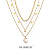 French Custom Three-Layer Stainless Steel Necklace Female, Personalized Trend Star Moon Titanium Steel Necklace