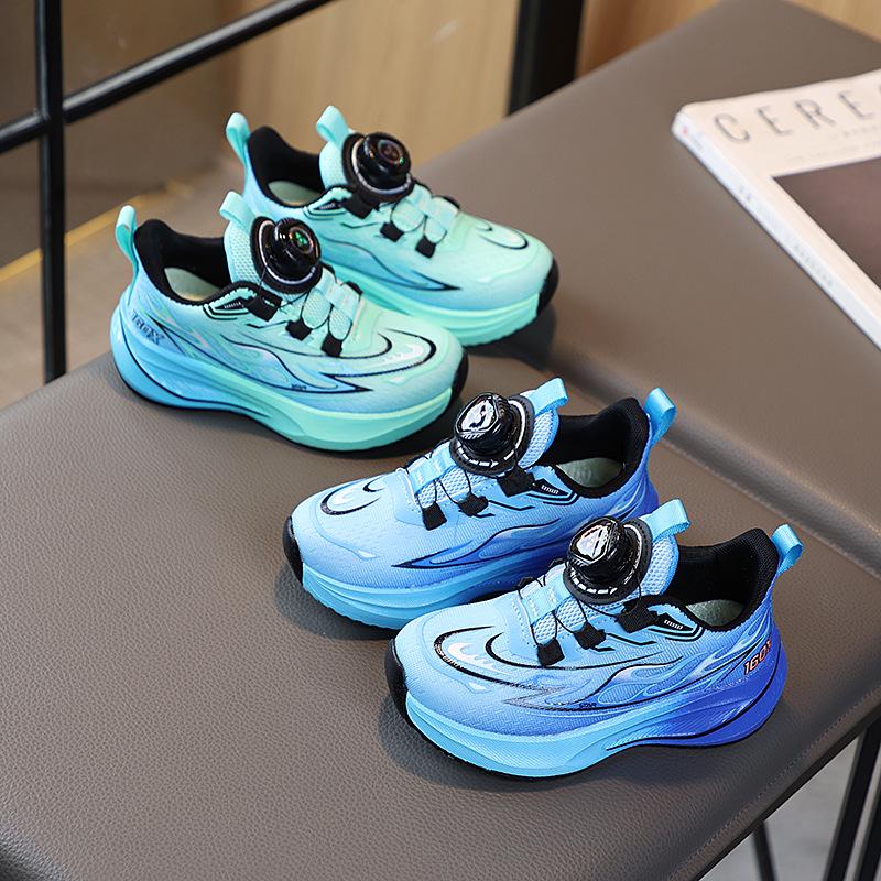 Children's Gradient Sports Shoes with Rotating Button - 2026 Spring Korean Style for Boys and Girls