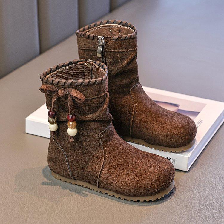 

Корейская версия женских ретро кожаных ботинок 2025 осень и зима новая детская модная универсальная повседневная мягкая подошва девочки полусапожки 36 yards inner length 22cm коричневый