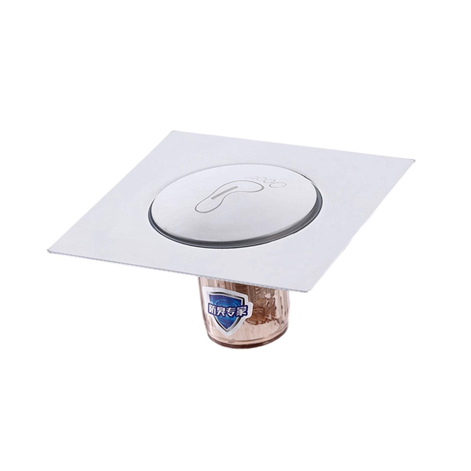 

Easy Bathroom Floor Drain Foot Press Seal Mechanism Odor Control Insect Prevent Strong for Shower Sink Floor серебряный