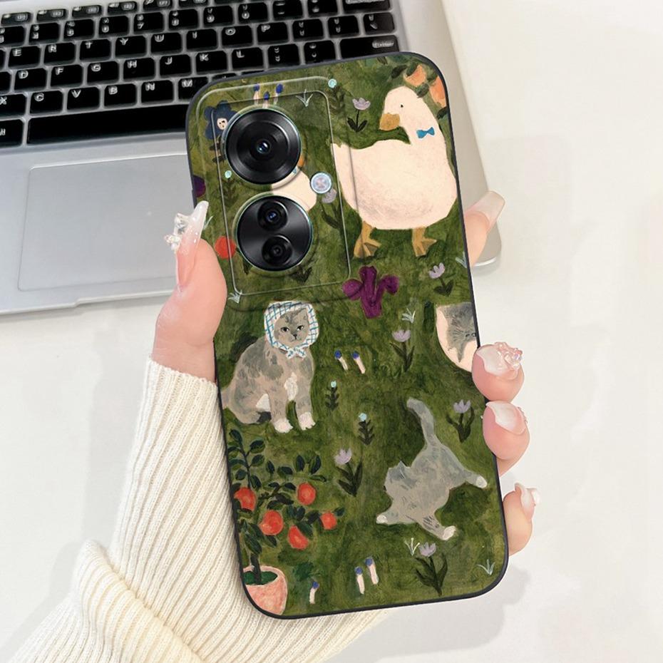 Lens Protective Case For OPPO Reno11 F CPH2603 Fashion Painted Soft Silicone Back Cover For Oppo Reno 11F 5G Phone Cases