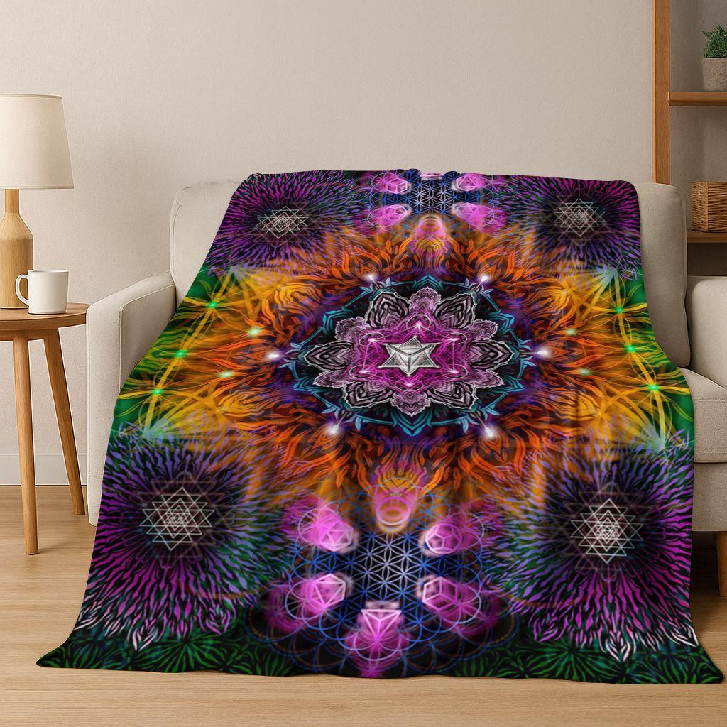 Bohemia Yoga chakra Mandala Spirit Meditation Flannel Blanket,Cozy Soft Throw Blanket for Home Bedroom Bed Sofa Cover Gift Kid