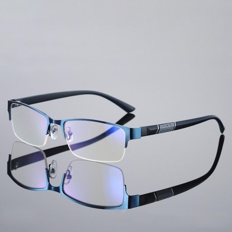 Anti Blue Reading Glasses Men Retro Metal Frame Square Presbyopic Glasses for Business