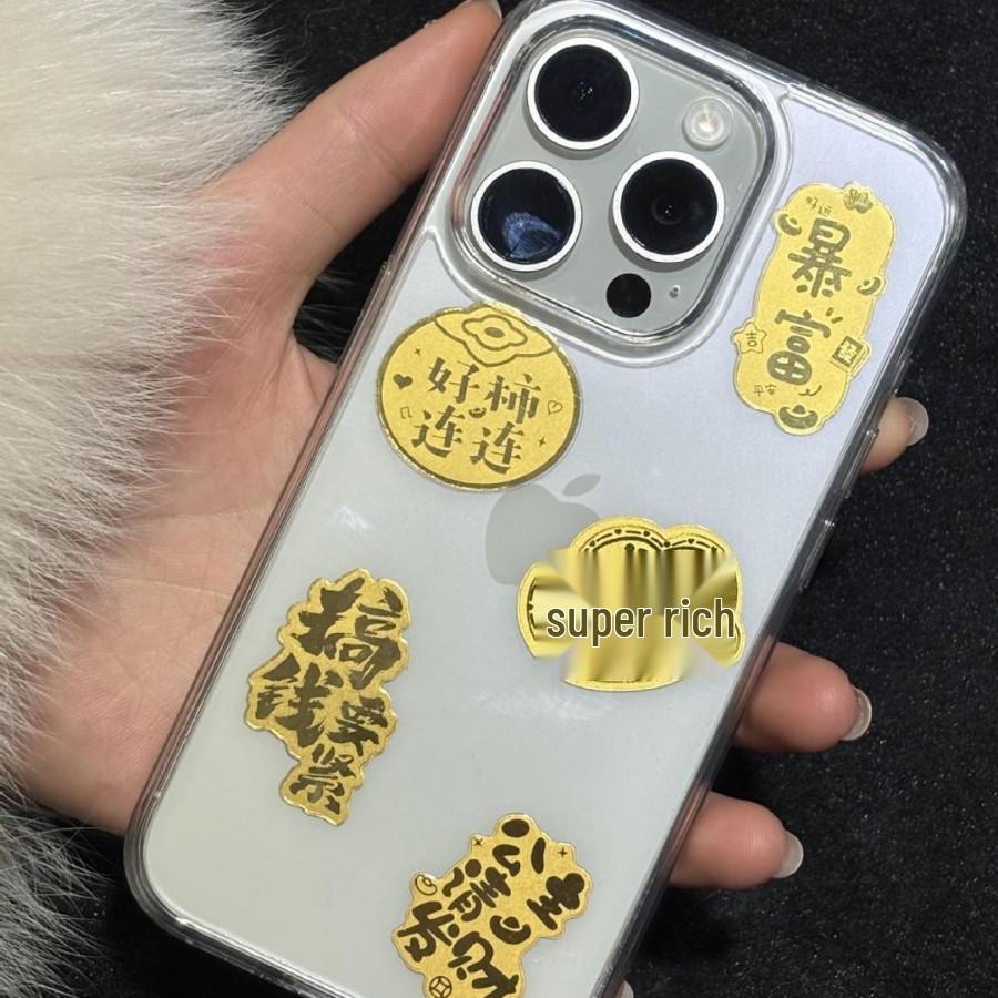 Gold 999 Princess Wealth Sticker - 2mg Mobile Phone Adhesive with Gold Flakes